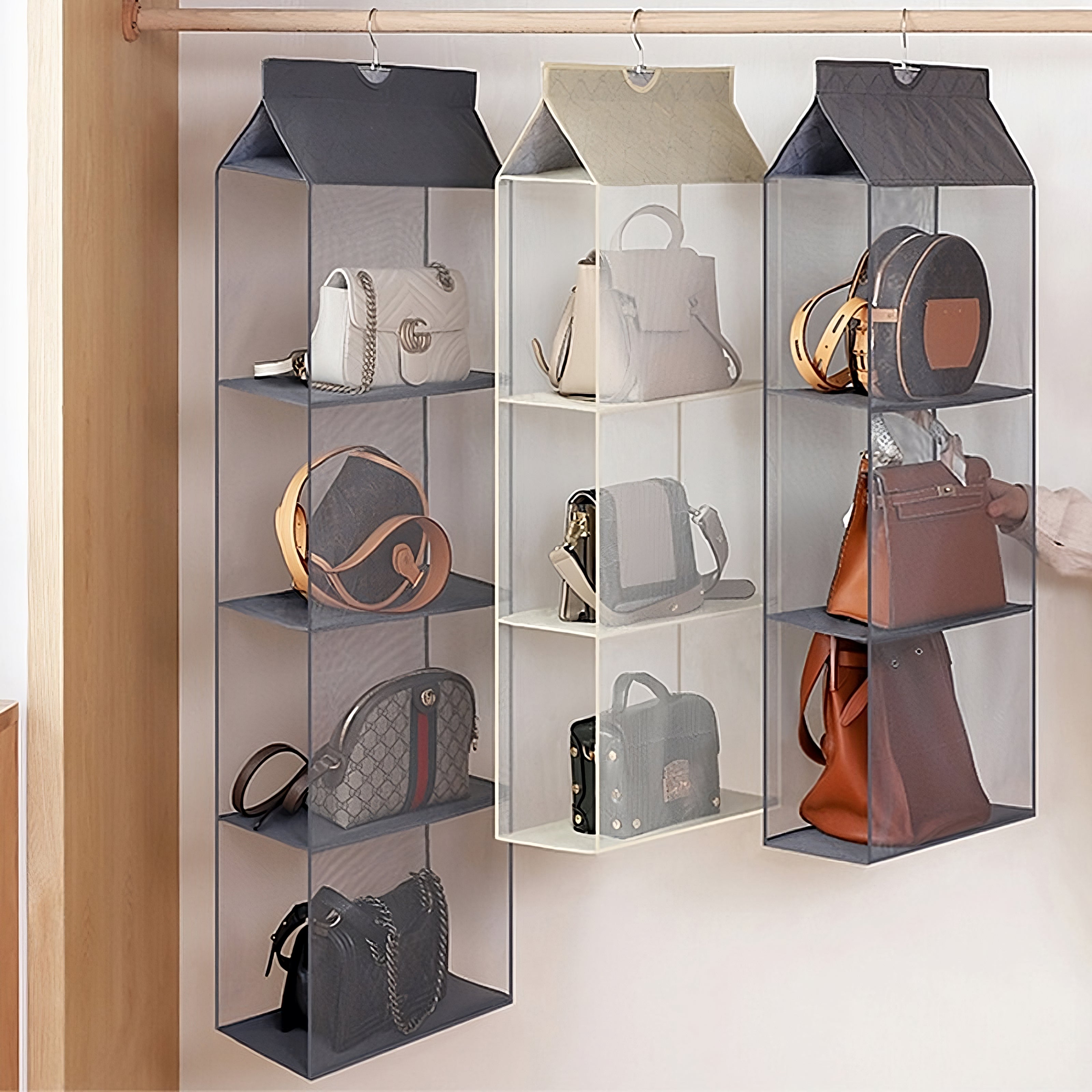 handbag hanging organizer Perspective Three-dimensional Storage Hanging Bag  for Wardrobe Closet Purse Handbag Holder Easy Access