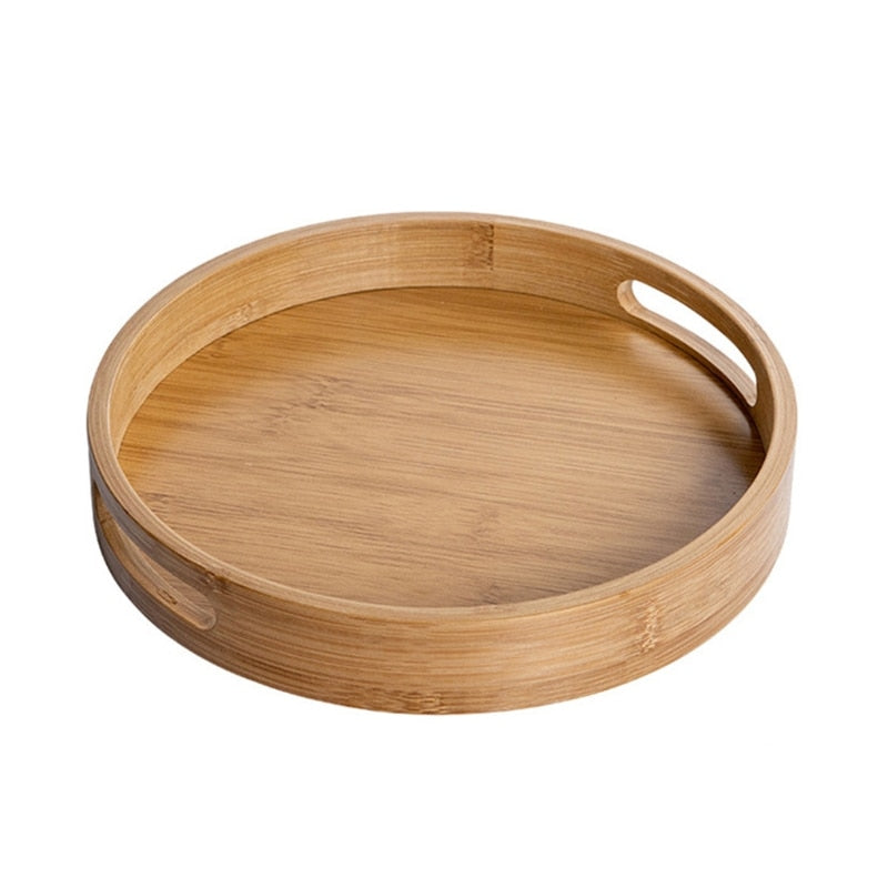 Bamboo Round Serving Tray Multipurpose Platter