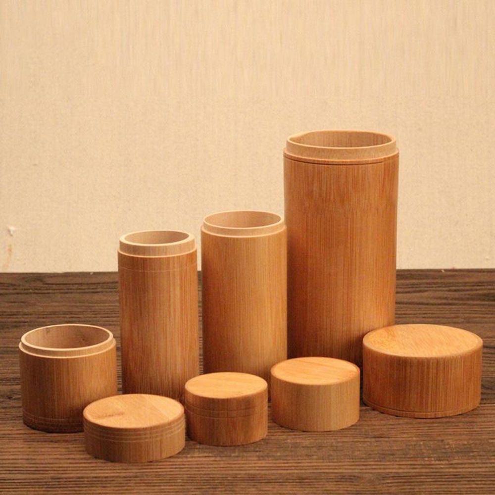 Handmade Tea Box Bamboo Storage Box Tea Canister Lid Seal