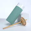 500ML Portable Silicone Glass Bamboo Lid Straw Water Cup