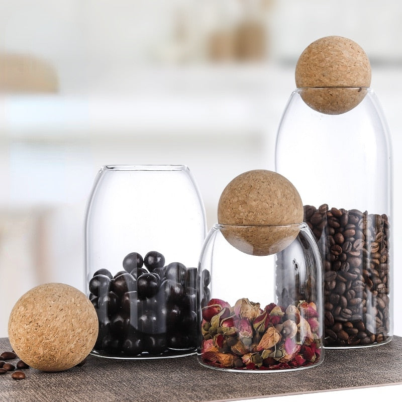 Ball Cork Lead-free Glass Jar with Lid Bottle Storage