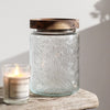 700ml Sealed Storage Jar Embossed Flower Glass