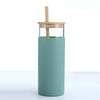 500ML Portable Silicone Glass Bamboo Lid Straw Water Cup