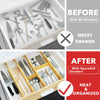 4Pcs Bamboo Drawer Dividers with 6 Inserts Adjustable Drawer Organizers