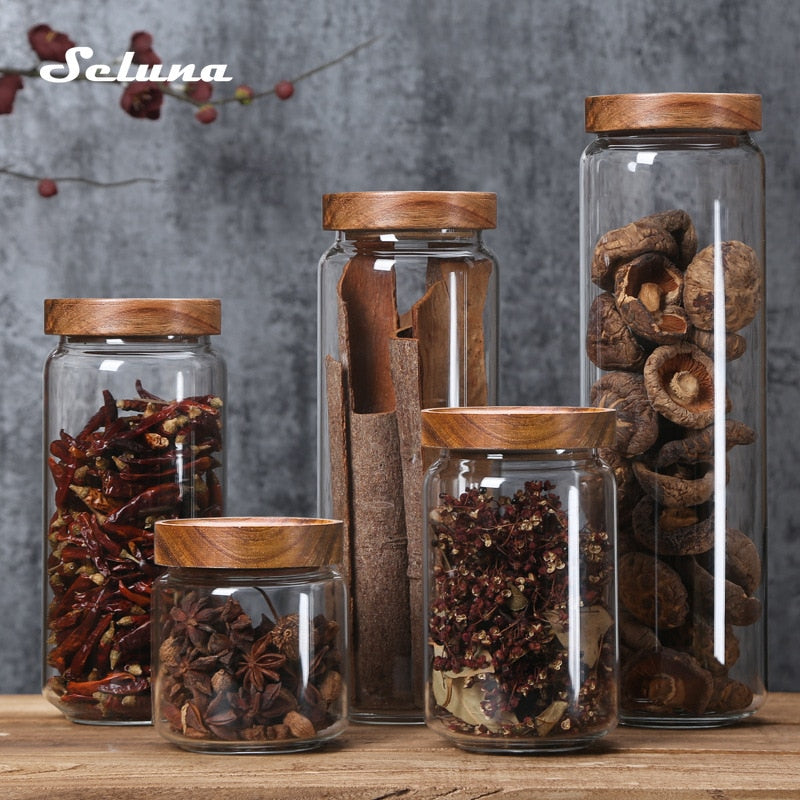 Medium Glass Storage Canister with Wood Lid - Threshold™