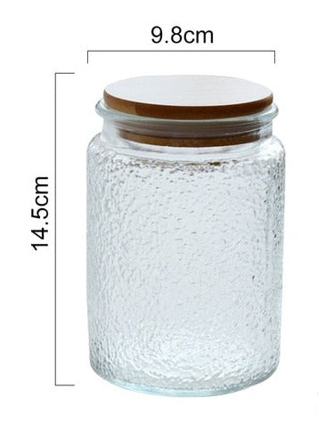 700ml Sealed Storage Jar Embossed Flower Glass