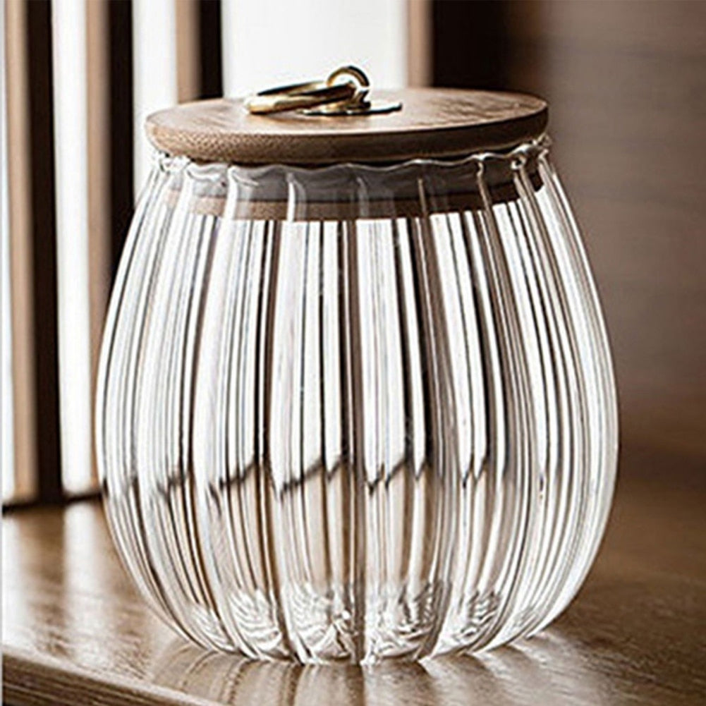 Bamboo Lid Glass Canister Sealed Can Storage
