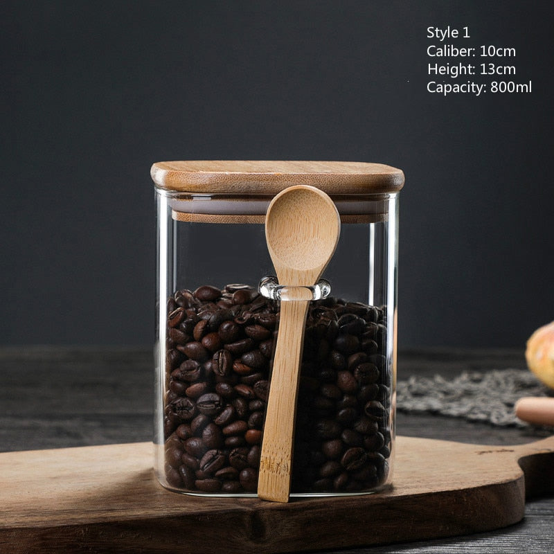 3 Ideas 800-1200ml with Spoon Sealed Jar Storage Tank Condiment