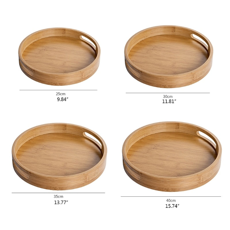 Bamboo Round Serving Tray Multipurpose Platter