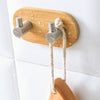 Natural Bamboo Stainless Steel Hook Wall Rustproof Shelf
