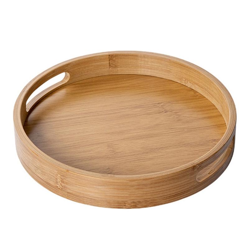 Bamboo Round Serving Tray Multipurpose Platter