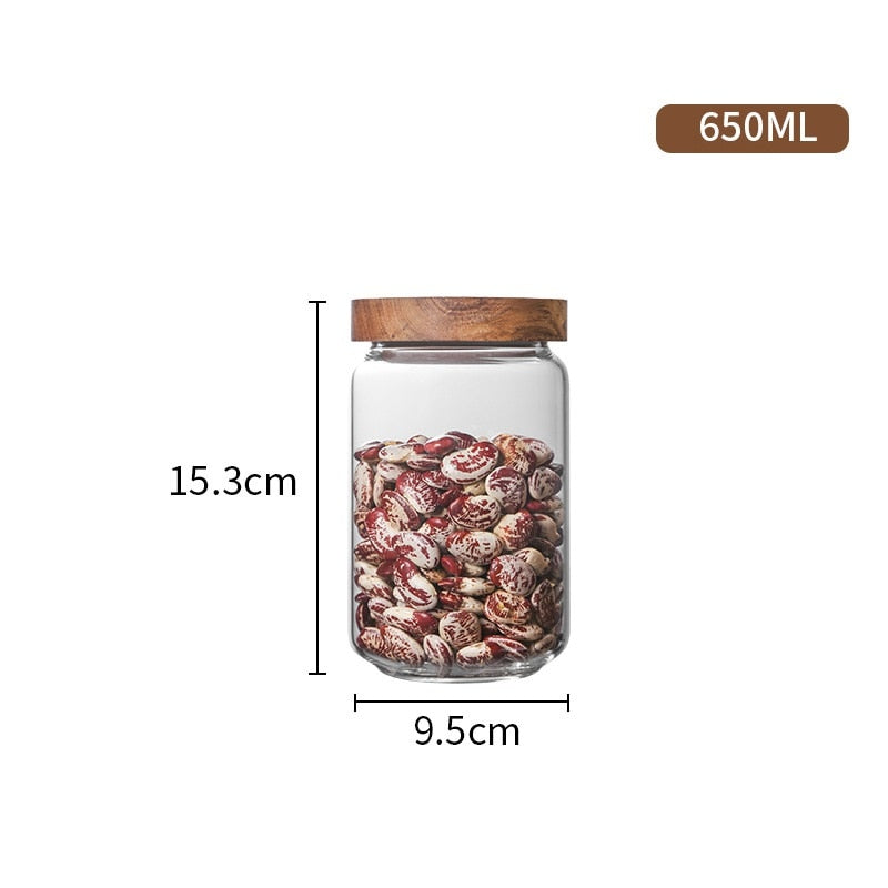 Glass Airtight Kitchen Storage Jar Sealed Food Container Grains Canister