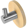 Natural Bamboo Stainless Steel Hook Wall Rustproof Shelf