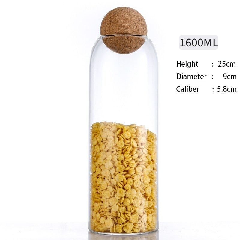 Ball Cork Lead-free Glass Jar with Lid Bottle Storage
