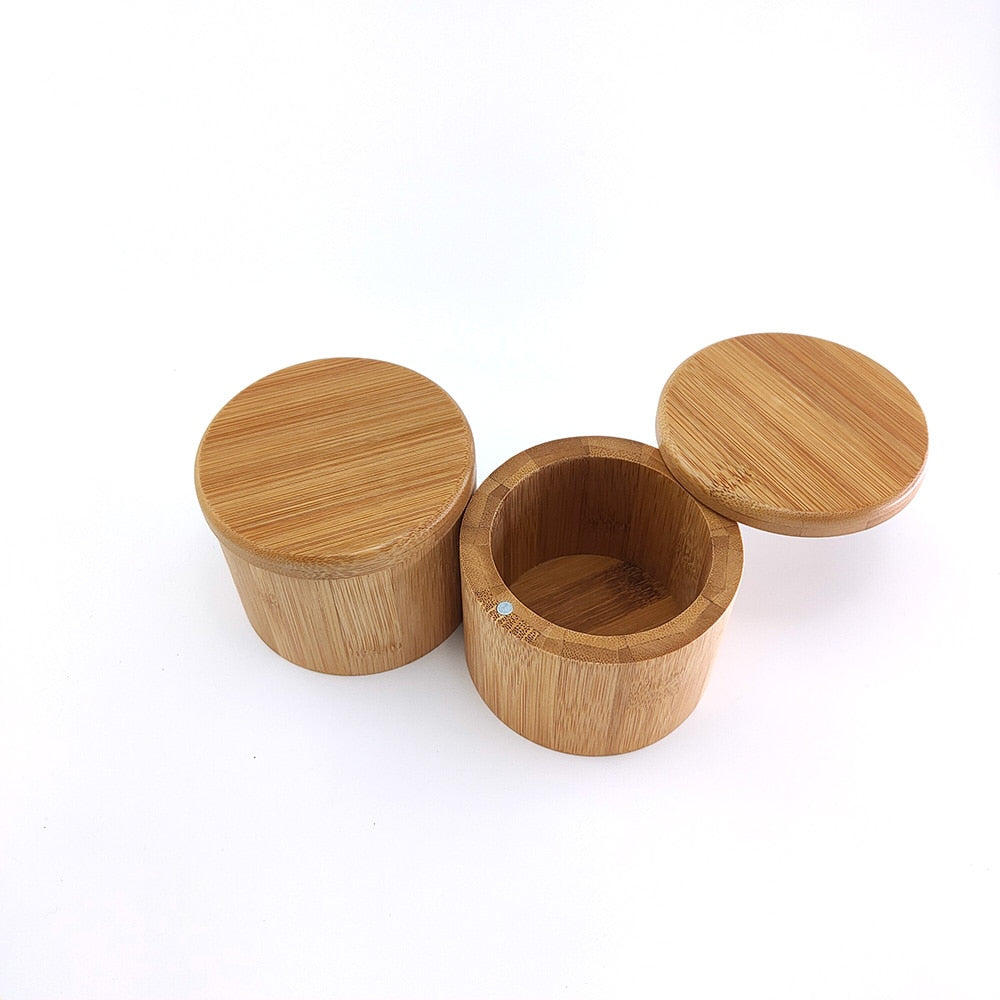 Bamboo Storage Canister Jar with Bamboo Magnetic lid salt box