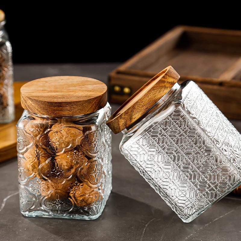 Vintage Engraved Glass Storage Jar