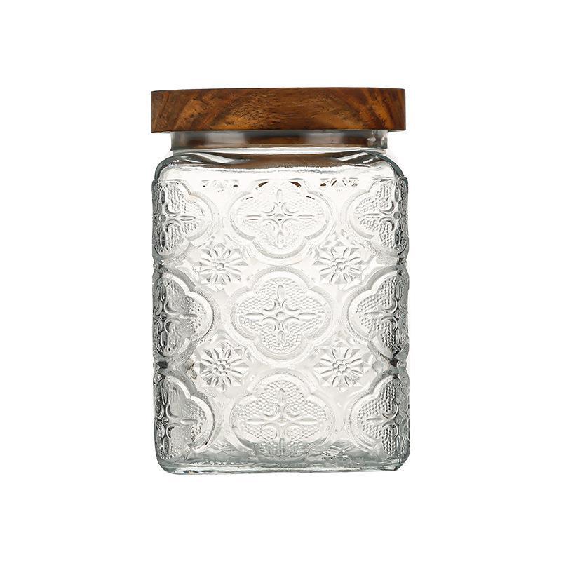 Vintage Engraved Glass Storage Jar