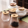 Wood Lid Glass Airtight Canister Storage Bottles Jar