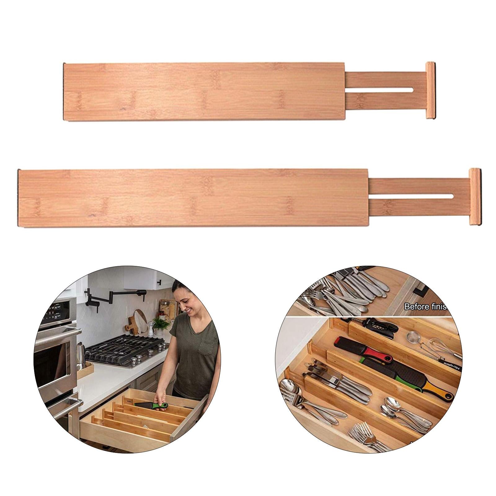 Adjustable Bamboo Drawer Dividers Organizer Large Expandable