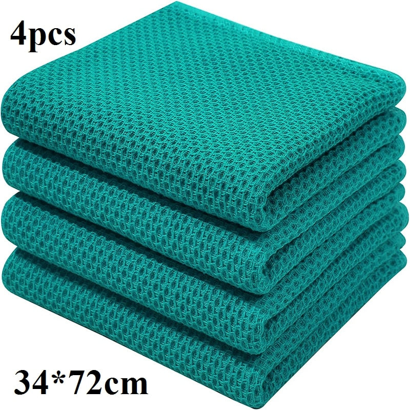 Homaxy 4/6pcs 100% Cottton Kitchen Towel Absorbent Dishcloth Ultra