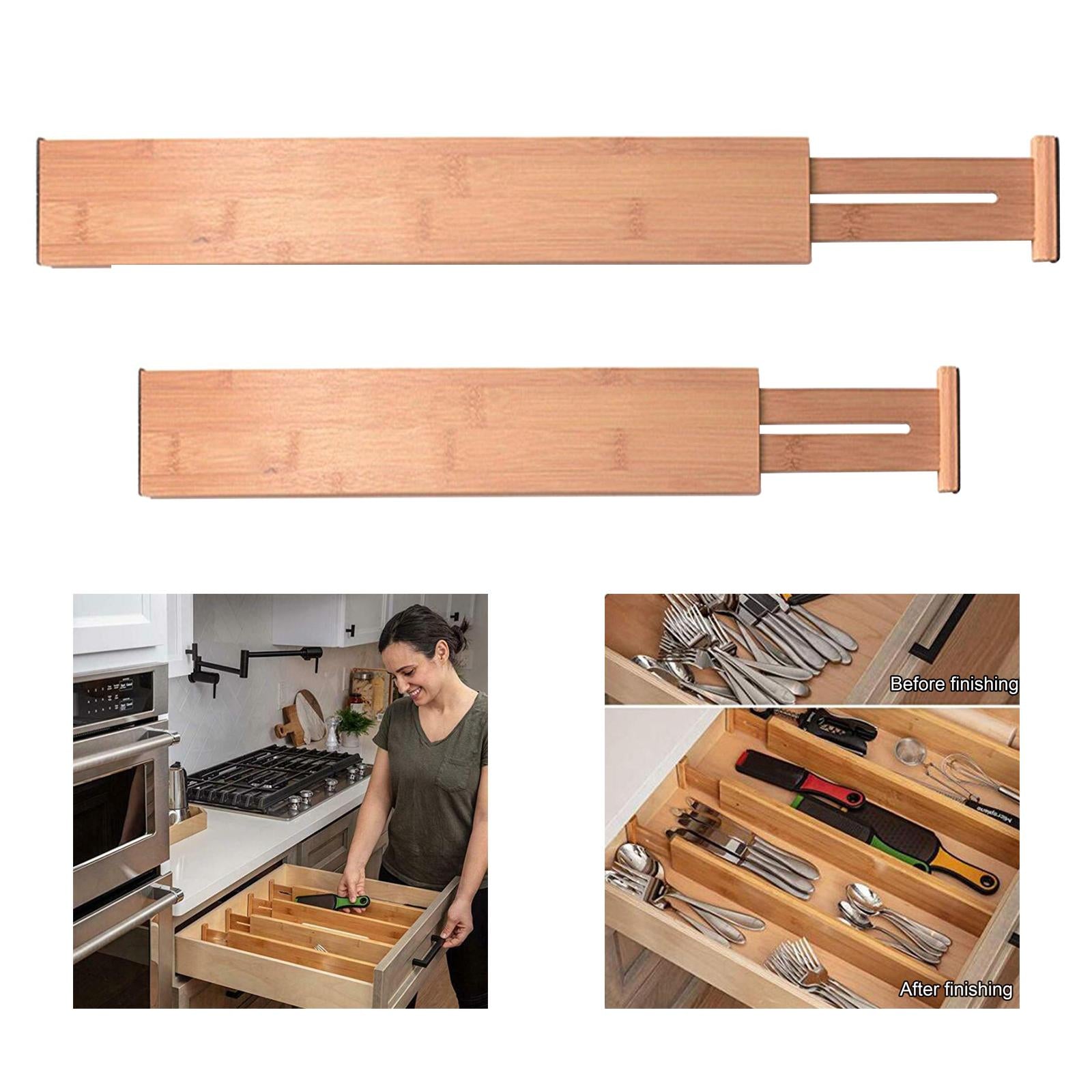 Adjustable Bamboo Drawer Dividers Organizer Large Expandable