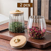 Wood Lid Glass Airtight Canister Storage Bottles Jar