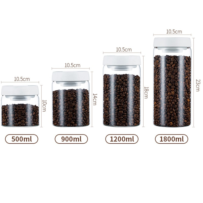 Coffee Beans Vacuum Sealed Tank Glass