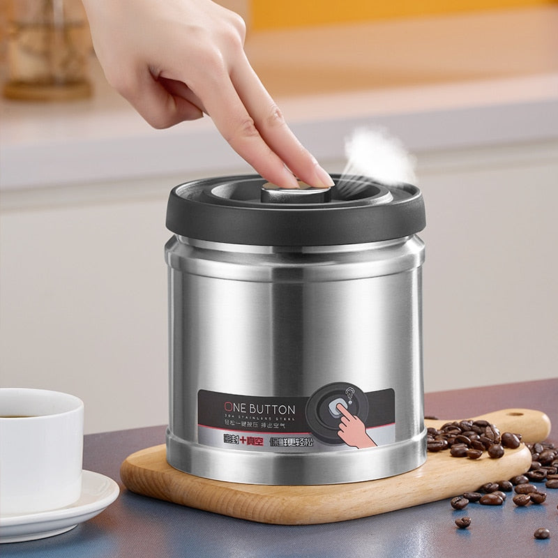 Vacuum Coffee Beans Storage Bottles Stainless Steel