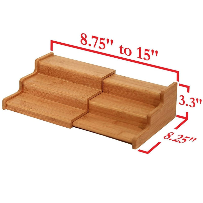 3 Tier Bamboo Expandable Display Shelf Organizer