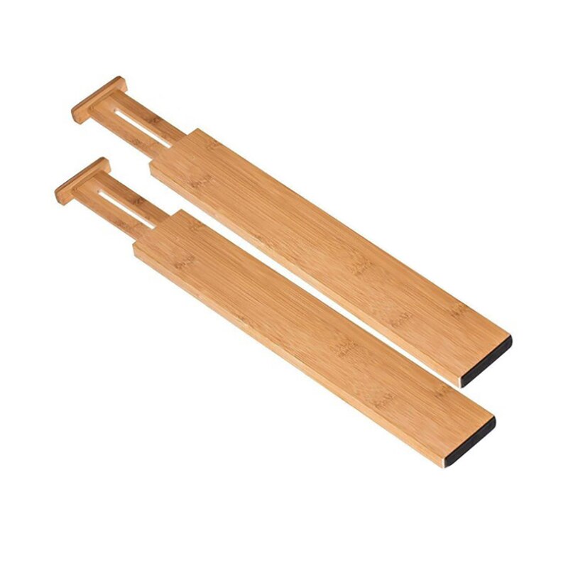 2/4PCS Bamboo Drawer Dividers Bedroom Kitchen Drawer Storage