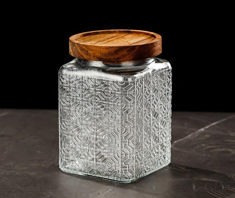 Vintage Engraved Glass Storage Jar