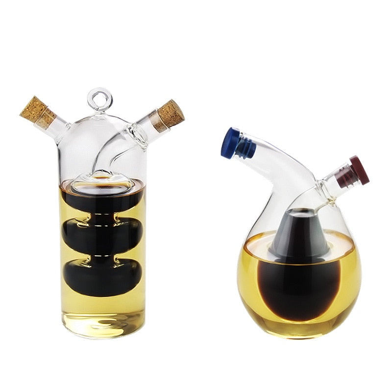 2-in-1 Double Layer Bottle Sauce Oil Vinegar Glass Bottle Condiment
