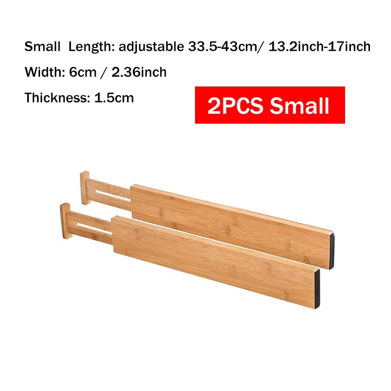 2/4PCS Bamboo Drawer Dividers Bedroom Kitchen Drawer Storage