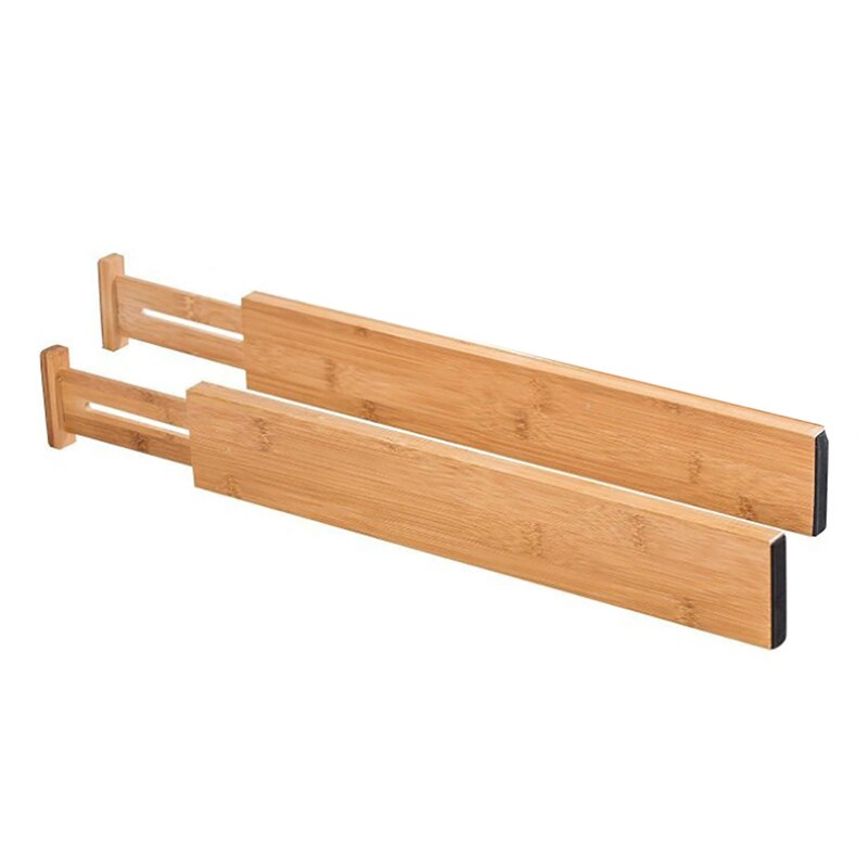 2/4PCS Bamboo Drawer Dividers Bedroom Kitchen Drawer Storage