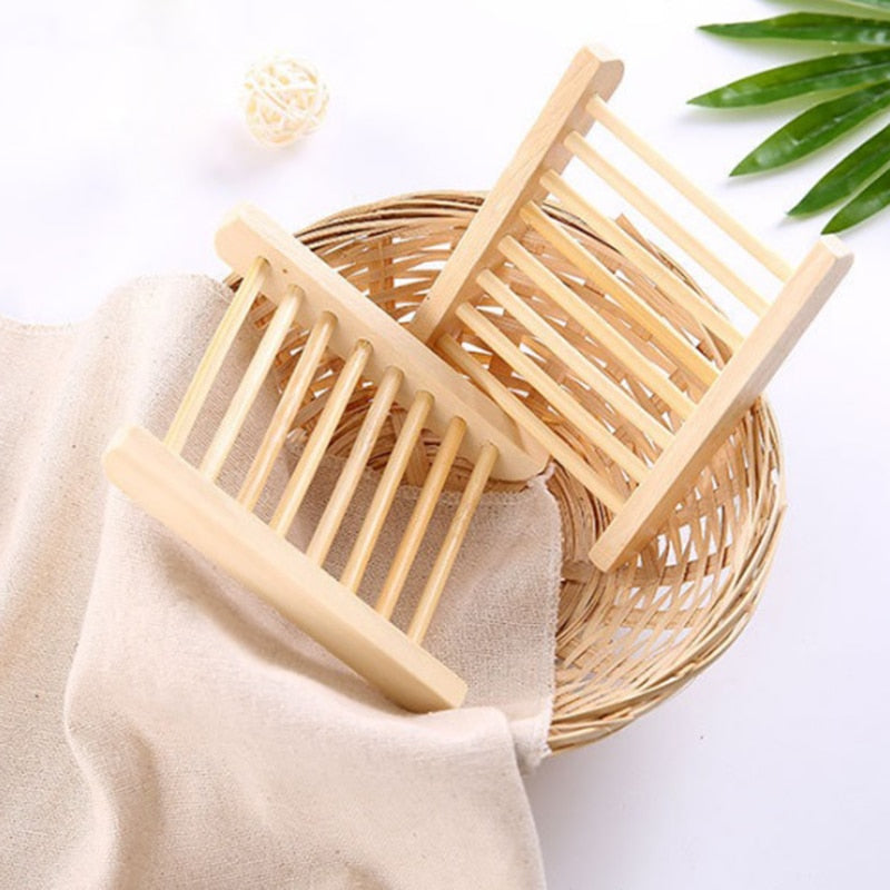 Soap Box Portable Bamboo Wooden Soap Dish